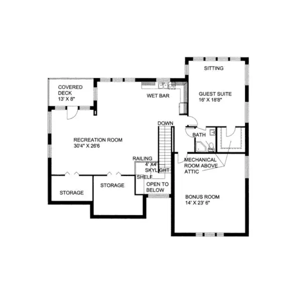 Contemporary House Plan Second Floor - Foxgrove Vacation Style Home 088D-0104 - Search House Plans and More