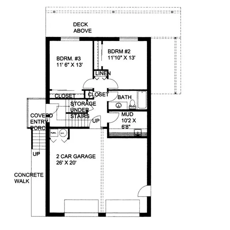 Vacation House Plan Lower Level Floor - Esseldale Vacation Home 088D-0105 - Search House Plans and More
