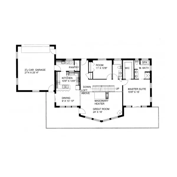 Contemporary House Plan First Floor - Magnolia Point A-Frame Home 088D-0106 - Shop House Plans and More