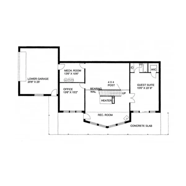 Contemporary House Plan Lower Level Floor - Magnolia Point A-Frame Home 088D-0106 - Shop House Plans and More