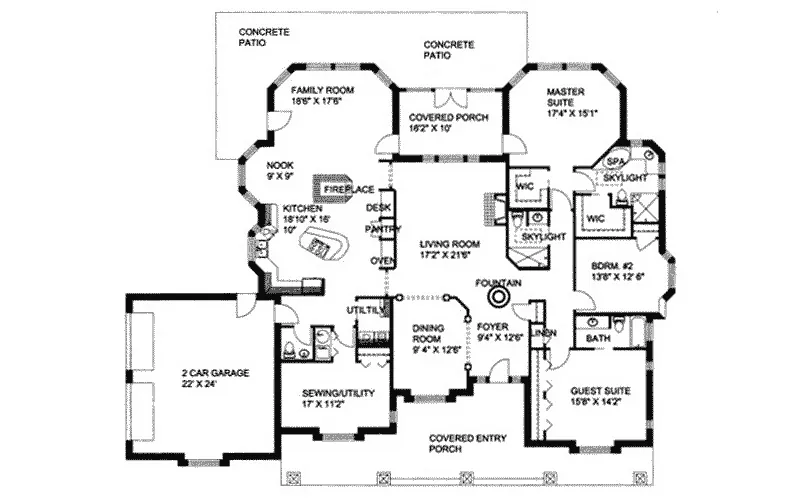 Country House Plan First Floor - Londondary Luxury Ranch Home 088D-0110 - Shop House Plans and More