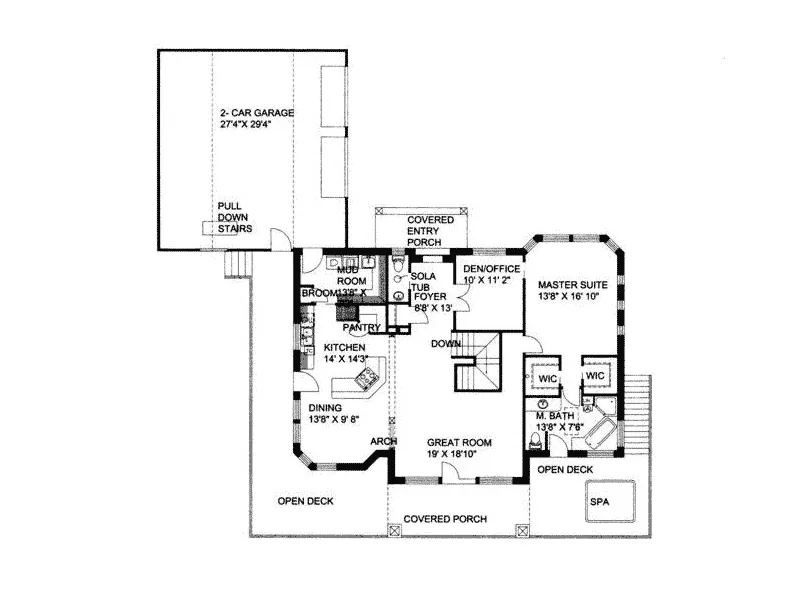 Ranch House Plan First Floor - Morelli Waterfront Home 088D-0116 - Shop House Plans and More