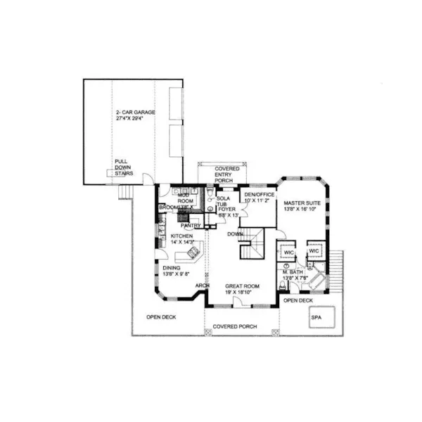 Ranch House Plan First Floor - Morelli Waterfront Home 088D-0116 - Shop House Plans and More