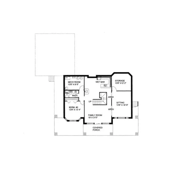 Ranch House Plan Lower Level Floor - Morelli Waterfront Home 088D-0116 - Shop House Plans and More