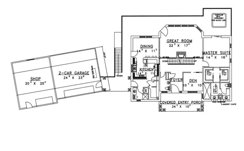 Waterfront House Plan First Floor - Pershing Place Rustic Home 088D-0117 - Shop House Plans and More