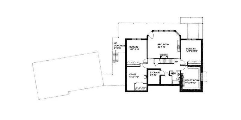 Waterfront House Plan Lower Level Floor - Pershing Place Rustic Home 088D-0117 - Shop House Plans and More