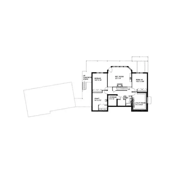 Modern House Plan Lower Level Floor - Pershing Place Rustic Home 088D-0117 - Shop House Plans and More