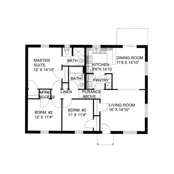 Country House Plan First Floor - Larkridge Ranch Cottage Home 088D-0118 - Shop House Plans and More