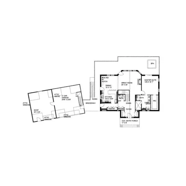 Contemporary House Plan First Floor - Dunstanburgh Lake Home 088D-0120 - Search House Plans and More