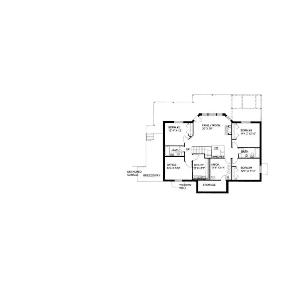 Contemporary House Plan Lower Level Floor - Dunstanburgh Lake Home 088D-0120 - Search House Plans and More