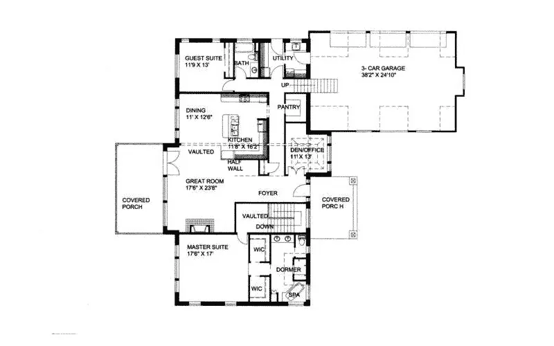 Craftsman House Plan First Floor - Valley Trail Craftsman Home 088D-0122 - Shop House Plans and More