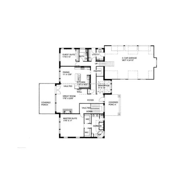 Craftsman House Plan First Floor - Valley Trail Craftsman Home 088D-0122 - Shop House Plans and More