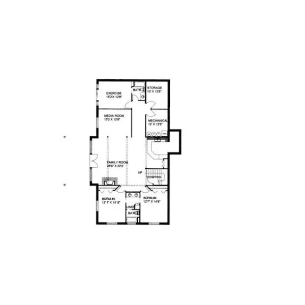 Craftsman House Plan Lower Level Floor - Valley Trail Craftsman Home 088D-0122 - Shop House Plans and More