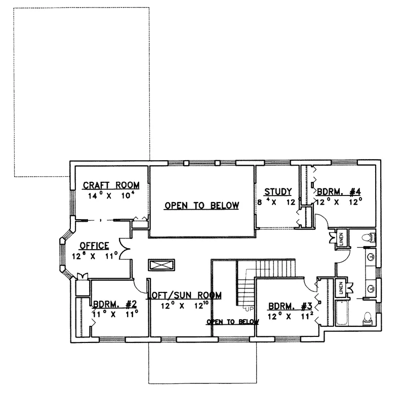 Southern House Plan Second Floor - Tamarack Contemporary Home 088D-0123 - Shop House Plans and More
