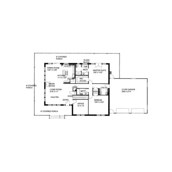 Lake House Plan First Floor - Ridley Woods Rustic Home 088D-0124 - Shop House Plans and More