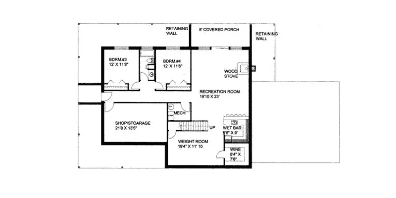 Luxury House Plan Lower Level Floor - Ridley Woods Rustic Home 088D-0124 - Shop House Plans and More