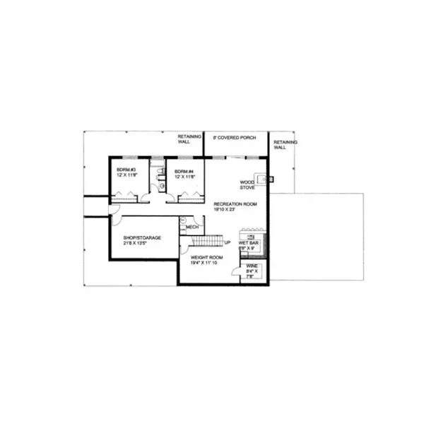 Lake House Plan Lower Level Floor - Ridley Woods Rustic Home 088D-0124 - Shop House Plans and More