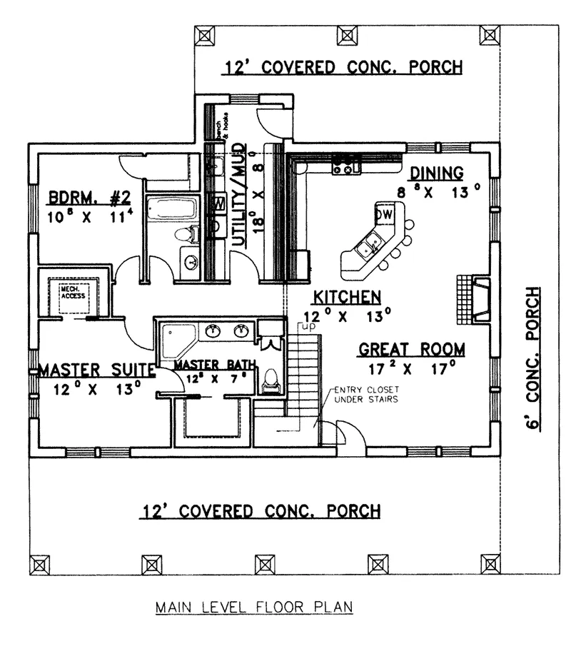Country House Plan First Floor - Pecan Valley Craftsman Home 088D-0125 - Shop House Plans and More