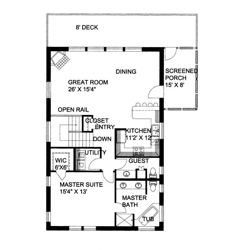 Cabin & Cottage House Plan First Floor - Rock Island Mountain Home 088D-0127 - Shop House Plans and More