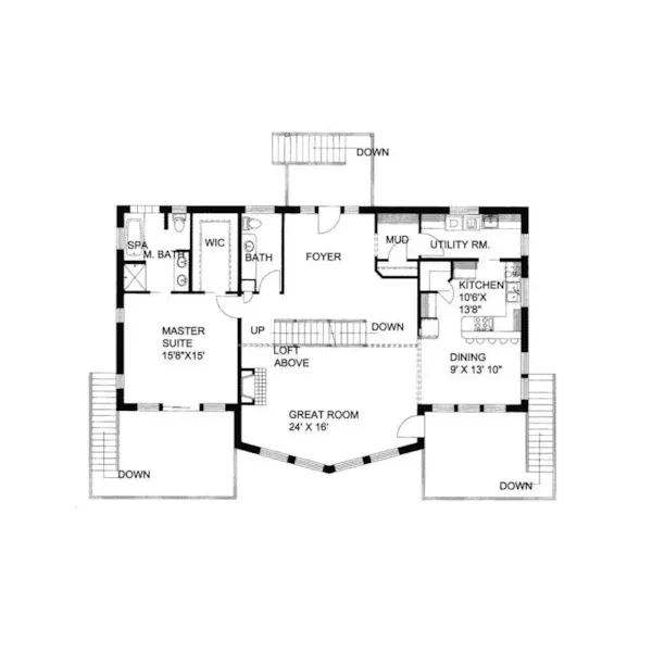 Waterfront House Plan First Floor - Glenford Bay Waterfront Home 088D-0128 - Search House Plans and More