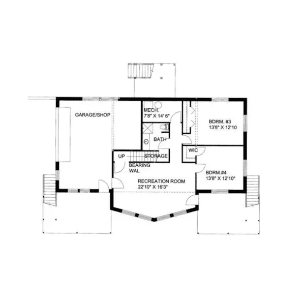 Waterfront House Plan Lower Level Floor - Glenford Bay Waterfront Home 088D-0128 - Search House Plans and More