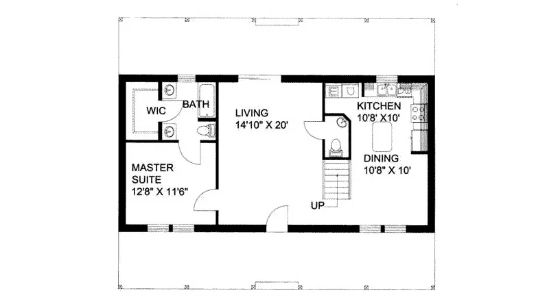 Cabin & Cottage House Plan First Floor - Carroll Cove Saltbox Cabin Home 088D-0131 - Search House Plans and More
