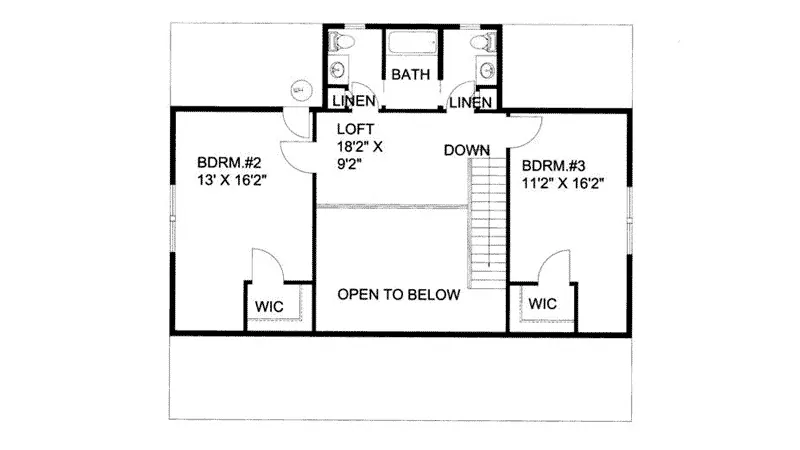 Cabin & Cottage House Plan Second Floor - Carroll Cove Saltbox Cabin Home 088D-0131 - Search House Plans and More