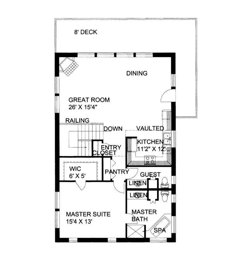 Modern House Plan First Floor - Desmond Cove Vacation Home 088D-0132 - Search House Plans and More