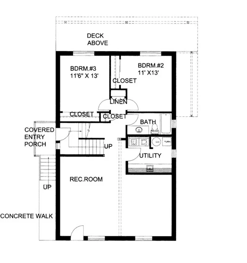 Modern House Plan Lower Level Floor - Desmond Cove Vacation Home 088D-0132 - Search House Plans and More