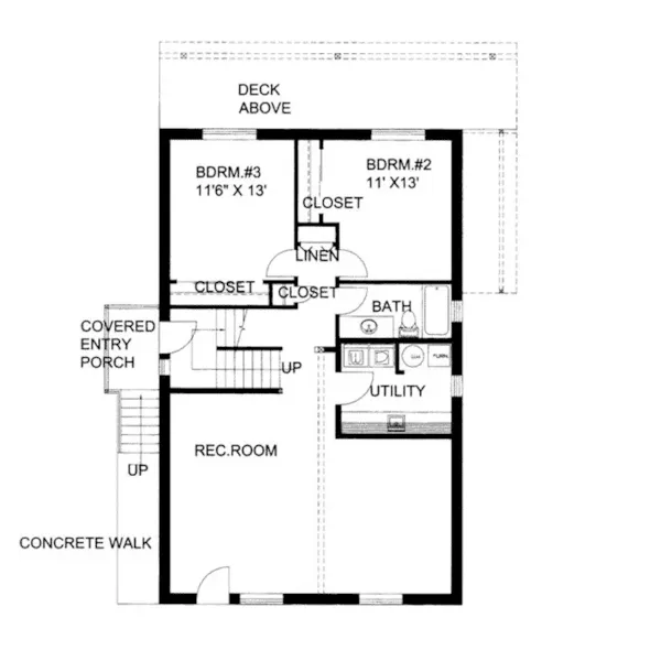 Vacation House Plan Lower Level Floor - Desmond Cove Vacation Home 088D-0132 - Search House Plans and More