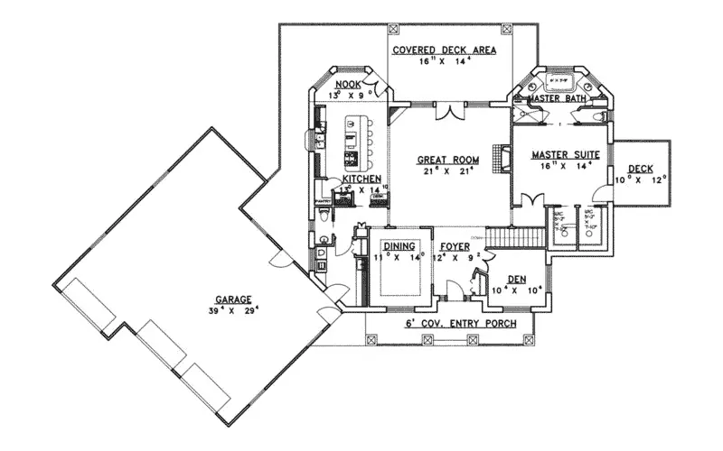 Ranch House Plan First Floor - Forest Summit Luxury Home 088D-0134 - Search House Plans and More