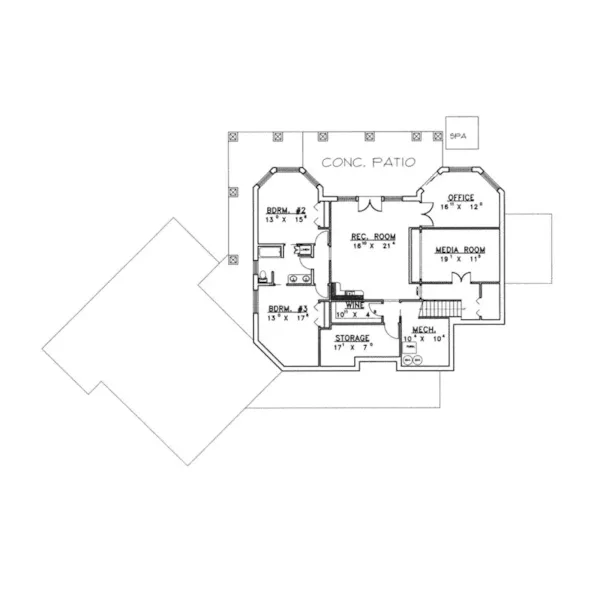 Mediterranean House Plan Lower Level Floor - Forest Summit Luxury Home 088D-0134 - Search House Plans and More