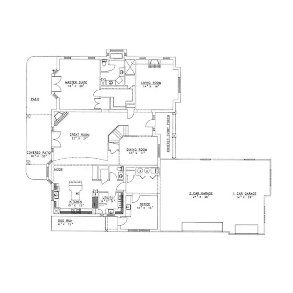 Luxury House Plan First Floor - Dickerson Park Modern Home 088D-0135 - Search House Plans and More