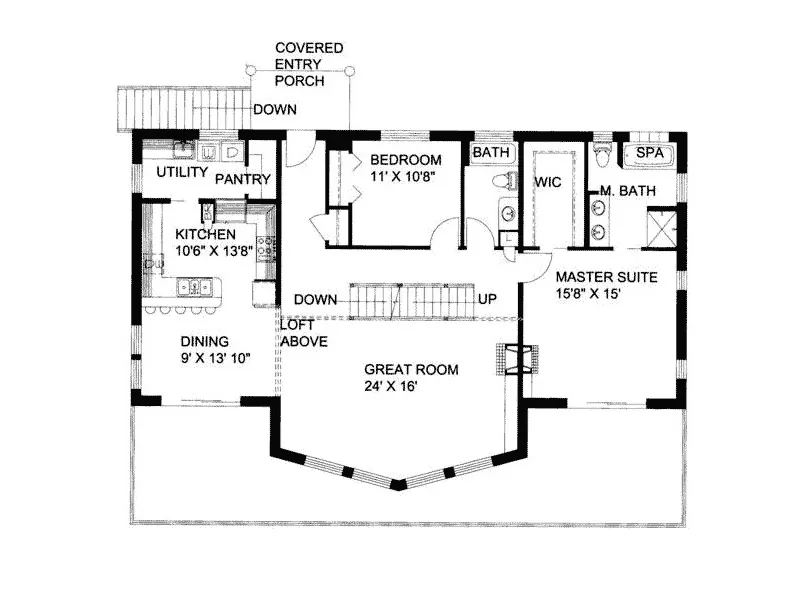 Contemporary House Plan First Floor - Nolensville Lake Home 088D-0137 - Shop House Plans and More