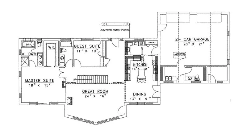 Country House Plan First Floor - Forestell Craftsman Home 088D-0140 - Search House Plans and More