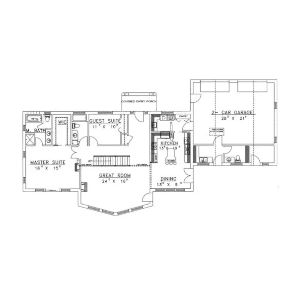 Country House Plan First Floor - Forestell Craftsman Home 088D-0140 - Search House Plans and More