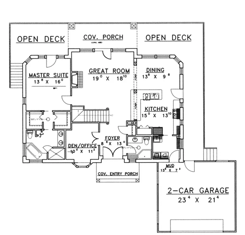 Modern House Plan First Floor - Golden Lake Rustic A-Frame Home 088D-0141 - Search House Plans and More