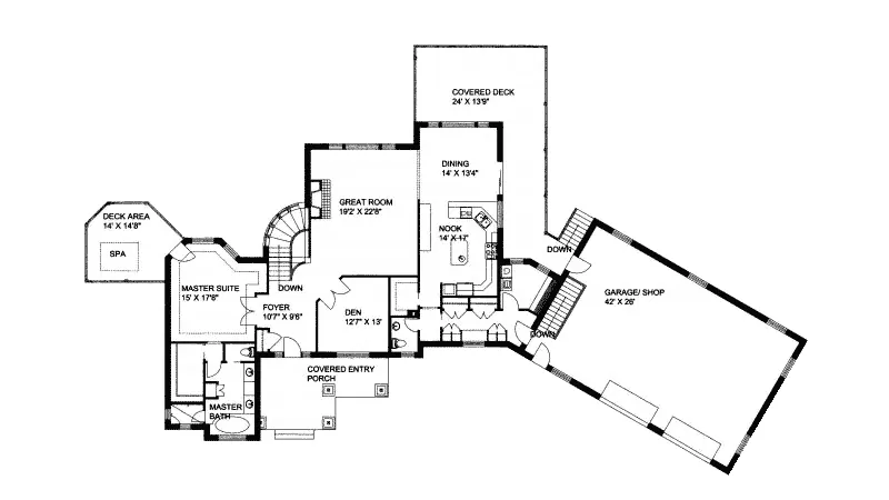 Craftsman House Plan First Floor - Westlake Rustic Home 088D-0144 - Shop House Plans and More