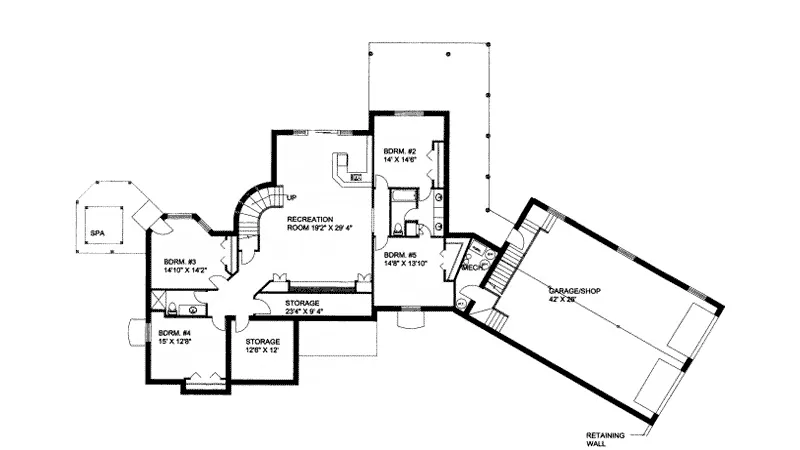 Ranch House Plan Lower Level Floor - Westlake Rustic Home 088D-0144 - Shop House Plans and More