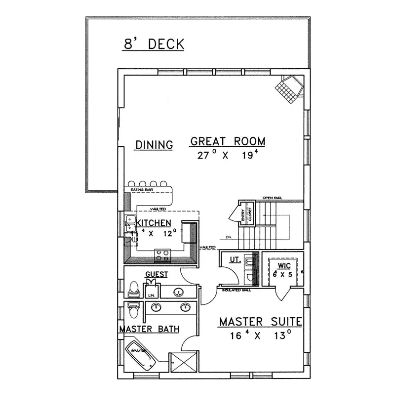 Modern House Plan First Floor - Roswell Lake Home 088D-0145 - Shop House Plans and More