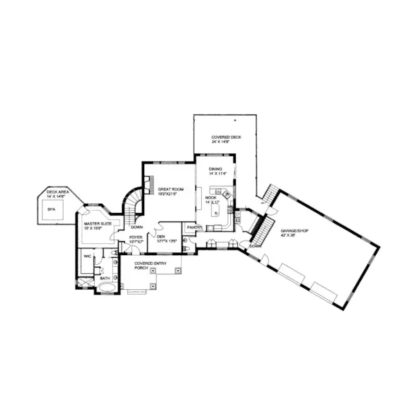 Traditional House Plan First Floor - Tamara Point Contemporary Home 088D-0146 - Shop House Plans and More