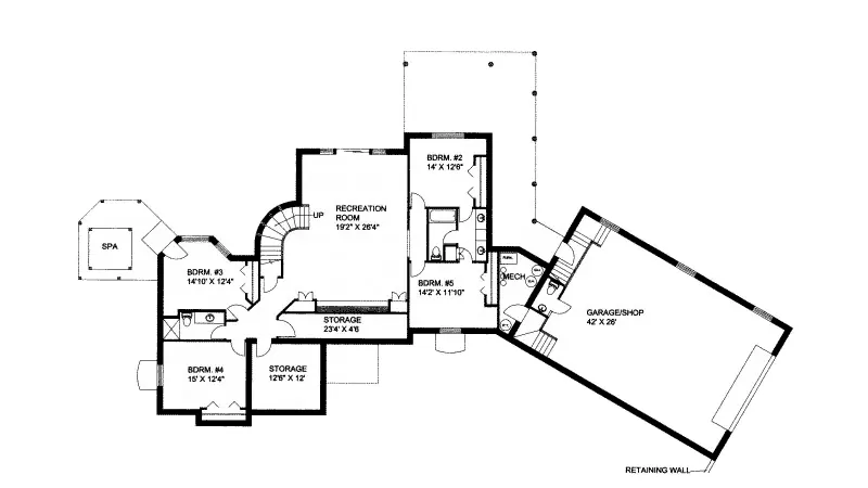 Luxury House Plan Lower Level Floor - Tamara Point Contemporary Home 088D-0146 - Shop House Plans and More