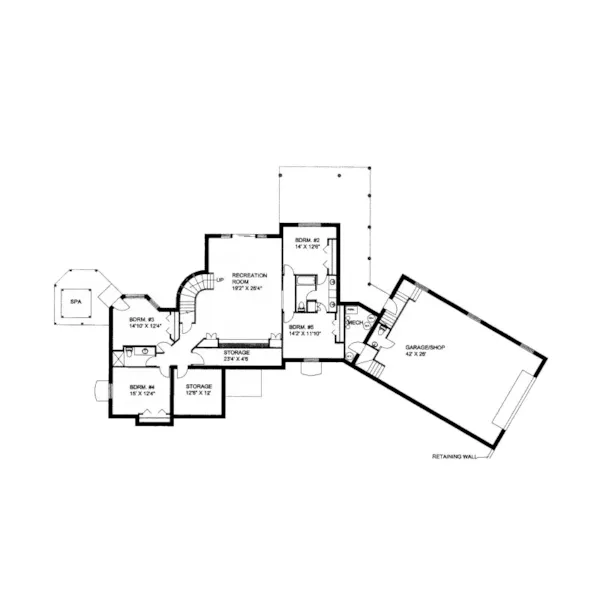 Traditional House Plan Lower Level Floor - Tamara Point Contemporary Home 088D-0146 - Shop House Plans and More