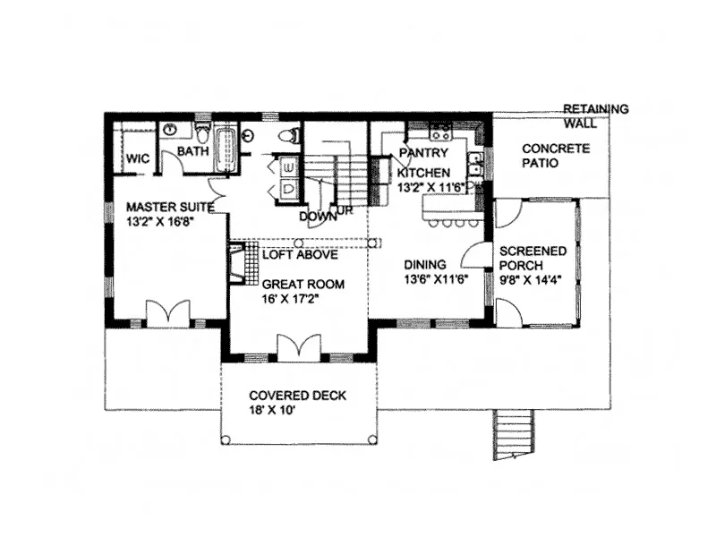 A-Frame House Plan First Floor - Hominy Creek Lake Home 088D-0147 - Search House Plans and More
