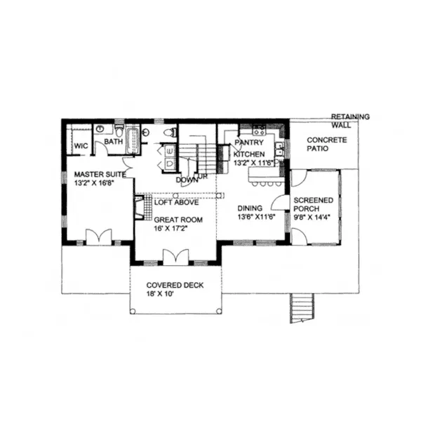 Waterfront House Plan First Floor - Hominy Creek Lake Home 088D-0147 - Search House Plans and More