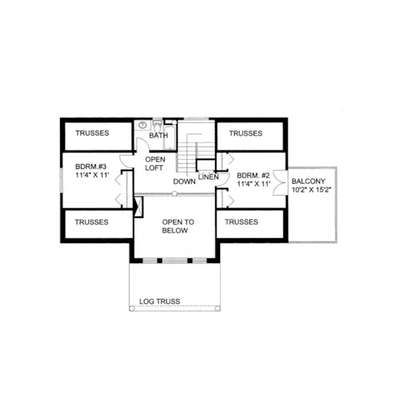 Waterfront House Plan Second Floor - Hominy Creek Lake Home 088D-0147 - Search House Plans and More