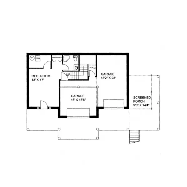 Waterfront House Plan Lower Level Floor - Hominy Creek Lake Home 088D-0147 - Search House Plans and More