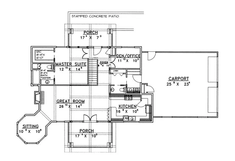 Ranch House Plan First Floor - Campbellsville Victorian Home 088D-0148 - Search House Plans and More