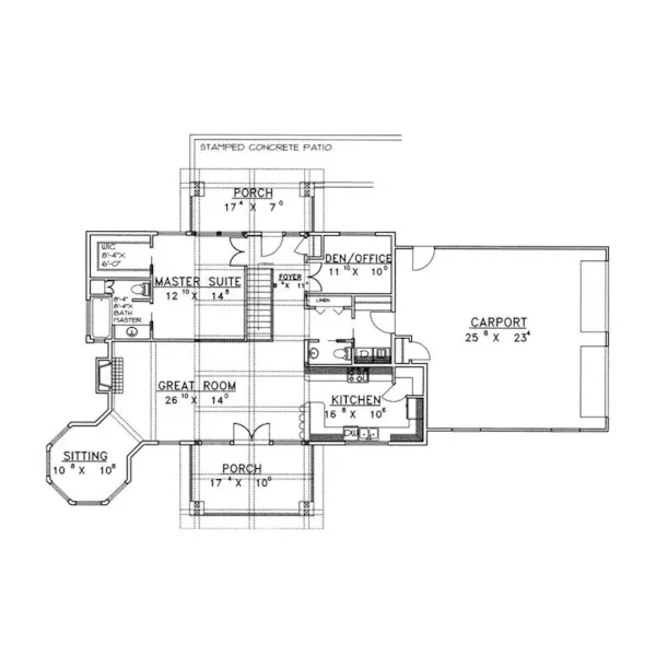 Ranch House Plan First Floor - Campbellsville Victorian Home 088D-0148 - Search House Plans and More