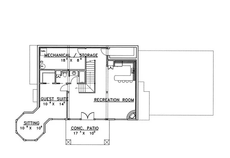 Ranch House Plan Lower Level Floor - Campbellsville Victorian Home 088D-0148 - Search House Plans and More